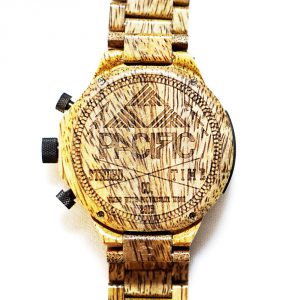 Back view of mango pacific wood watch