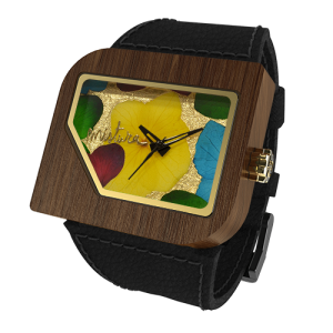Avanti Flowers, Black Pui Multicolour. Watches Wooden