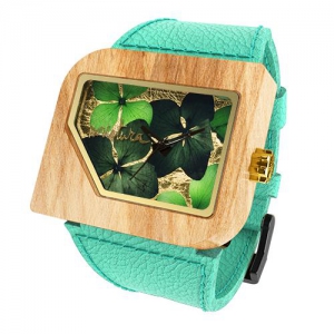Avanti Flowers, Mint Teak Green, Watches Wooden