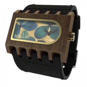 Ferro Flowers, Black Pui Blue, Watches Wooden