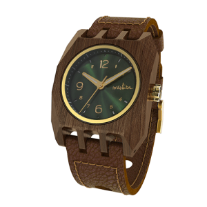 Volkano, Dark Brown Pui Classic Green, Wood Watch