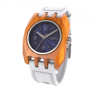 Volkano, White Teak Classic Blue Wood Watch