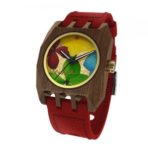 Volcano Flowers, Red Pui Multicolour, Watches Wooden